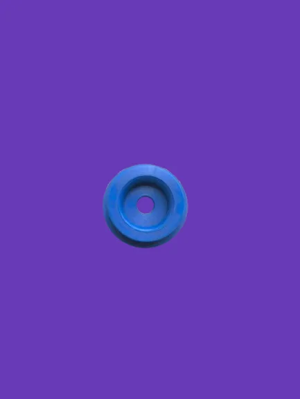 Blue rubber seal on purple background