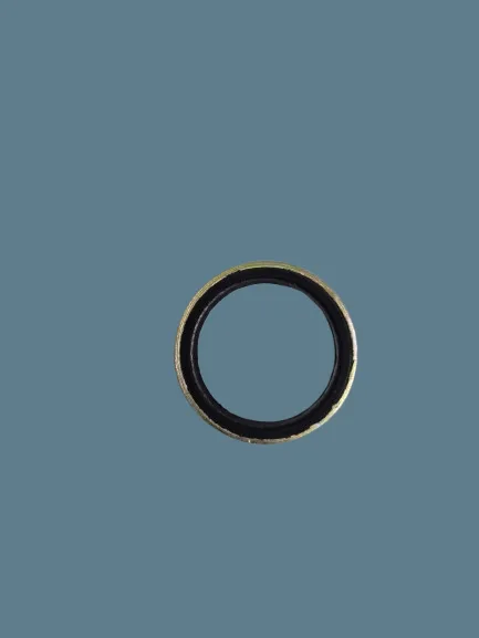 Gold-rimmed rubber seal on teal background
